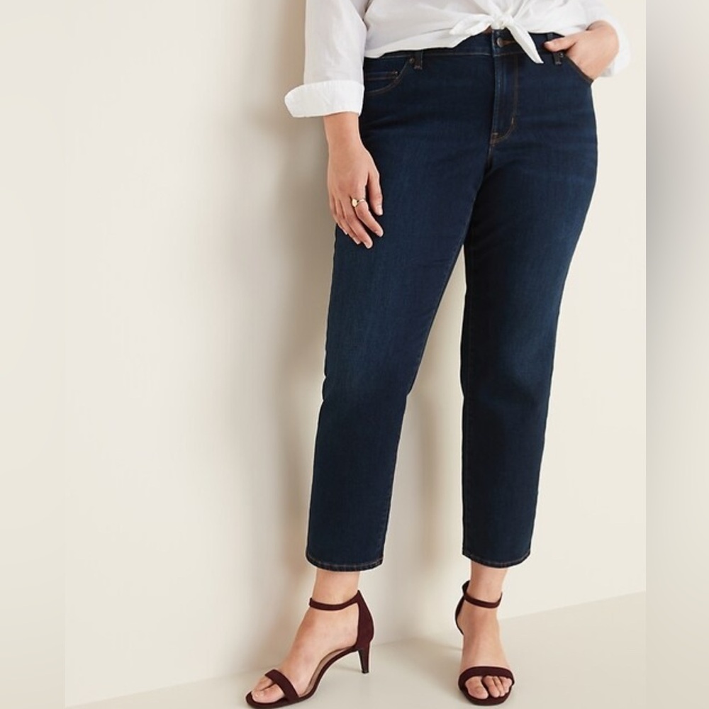 Old Navy Power Straight Plus Size 14 Short Mid Rise Jeans Minimalist Academia